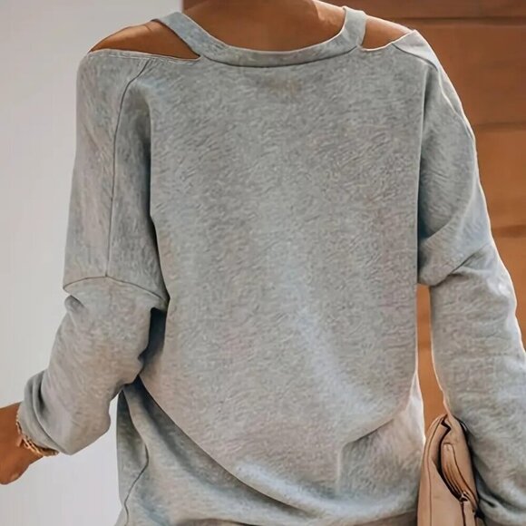 Gray Sloping Shoulder Sweatshirt